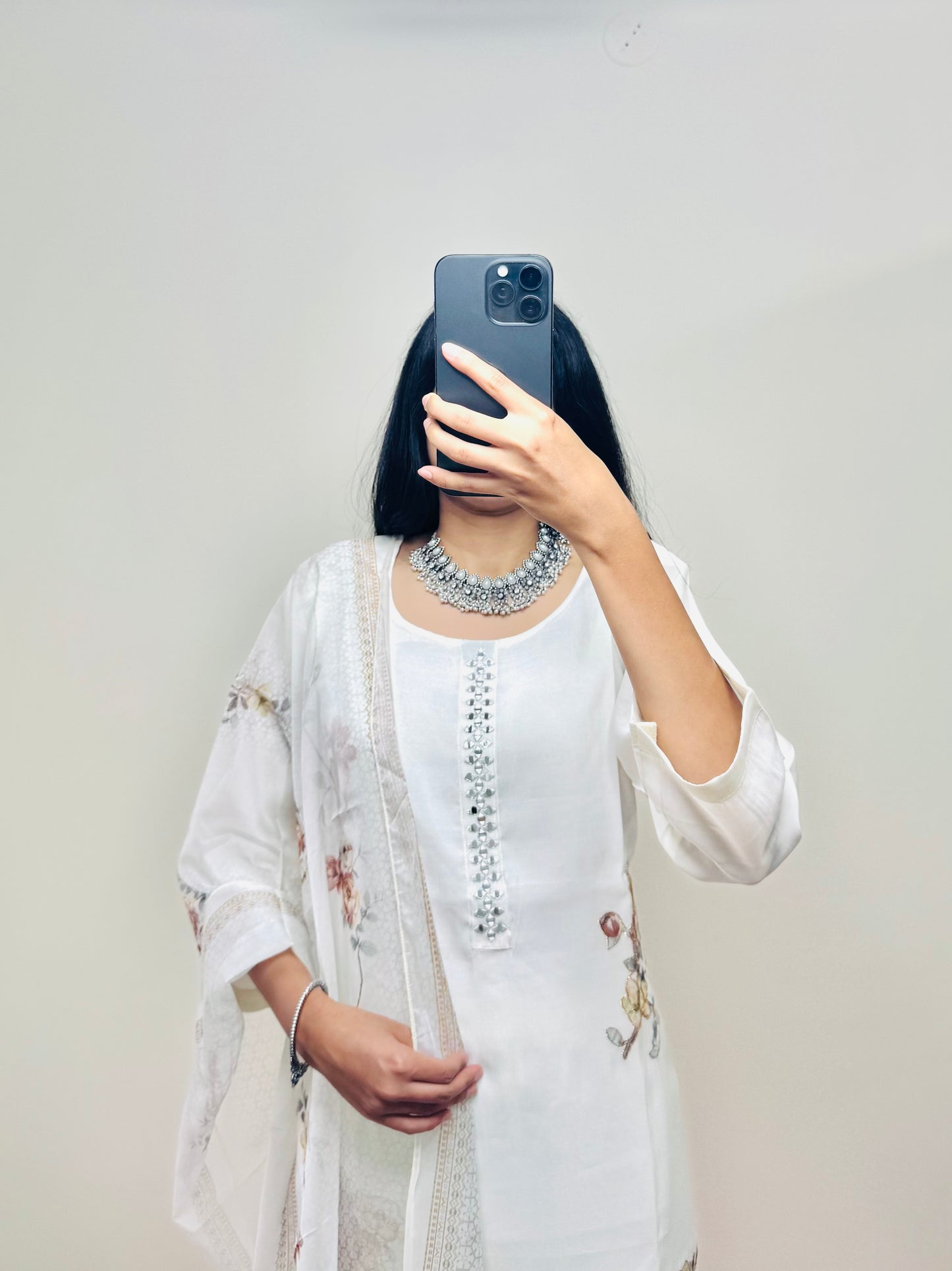 White kurta set with dupatta