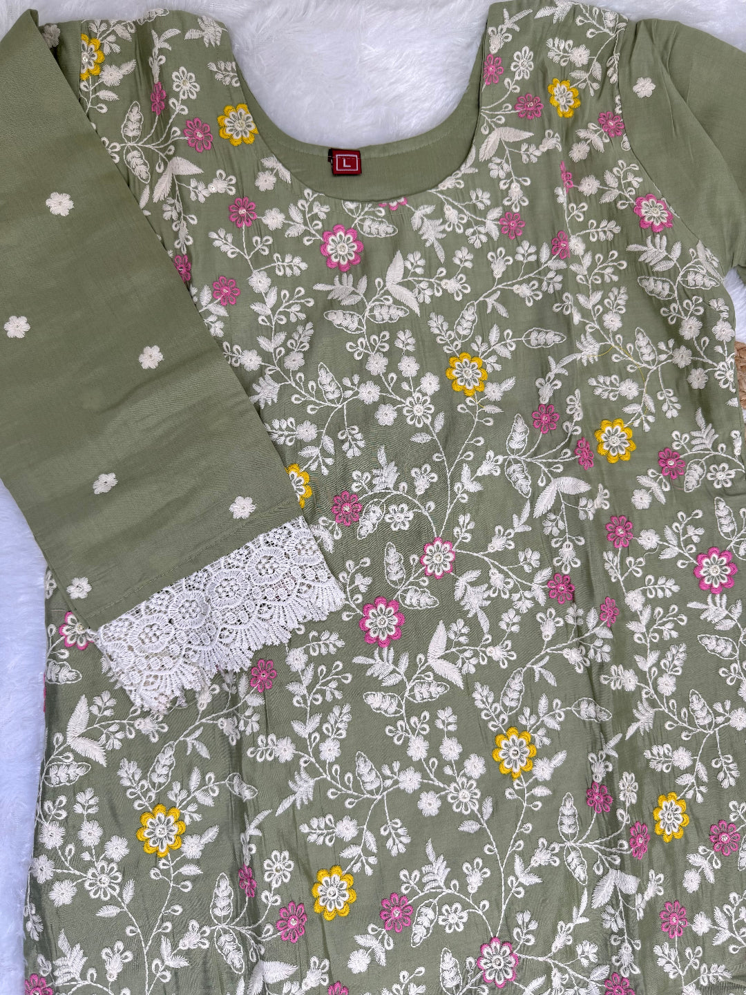 Meadow Mist Cotton Kurta Set – Sage Green