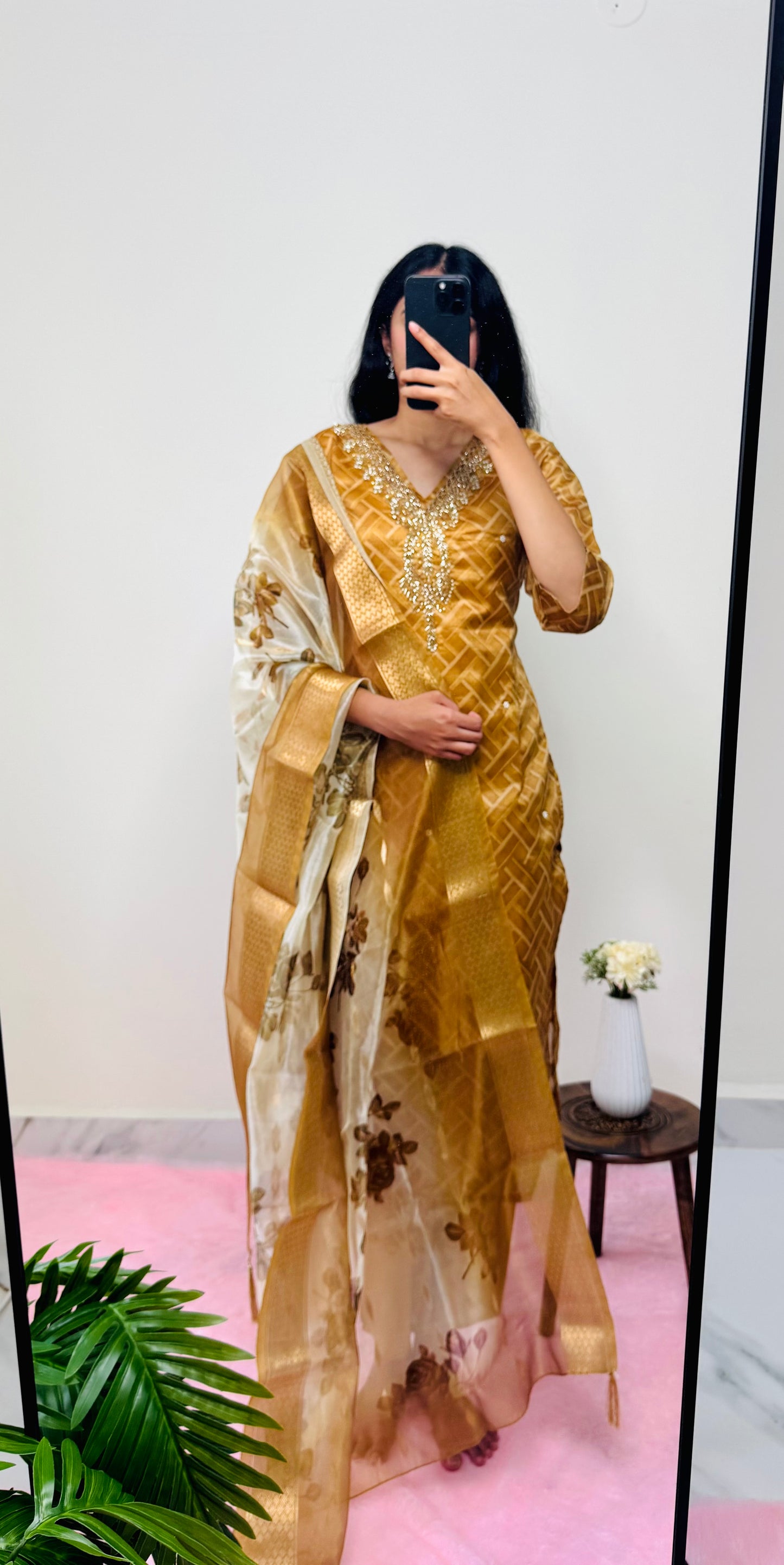 Embroidered Kurta Set with Printed Dupatta