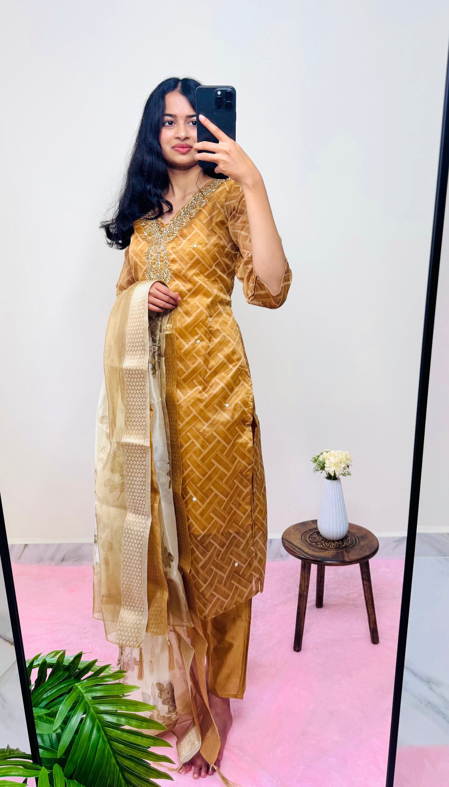 Embroidered Kurta Set with Printed Dupatta