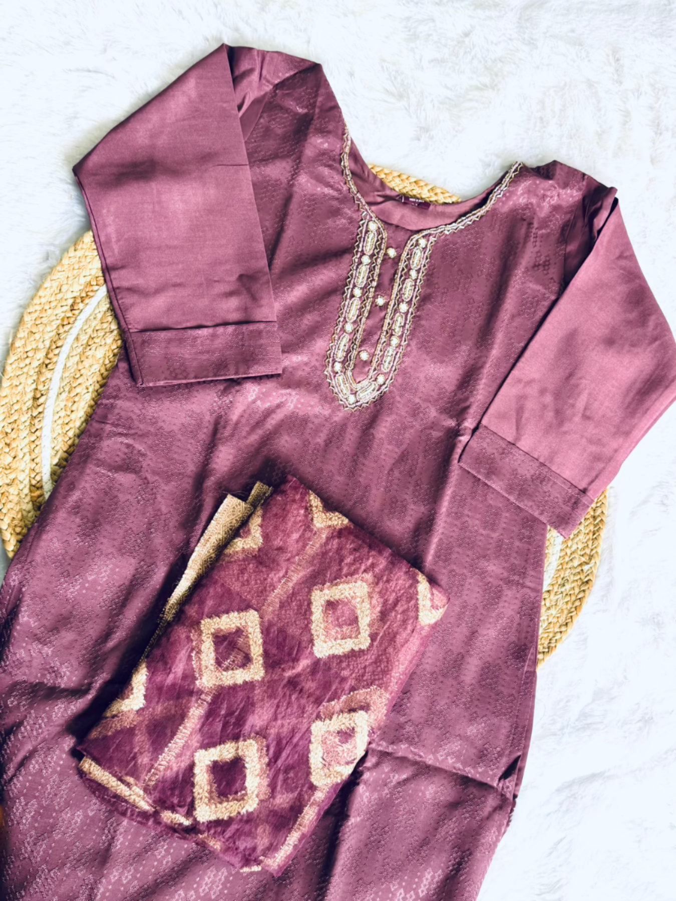 Deep Plum Kurta Set with Dupatta