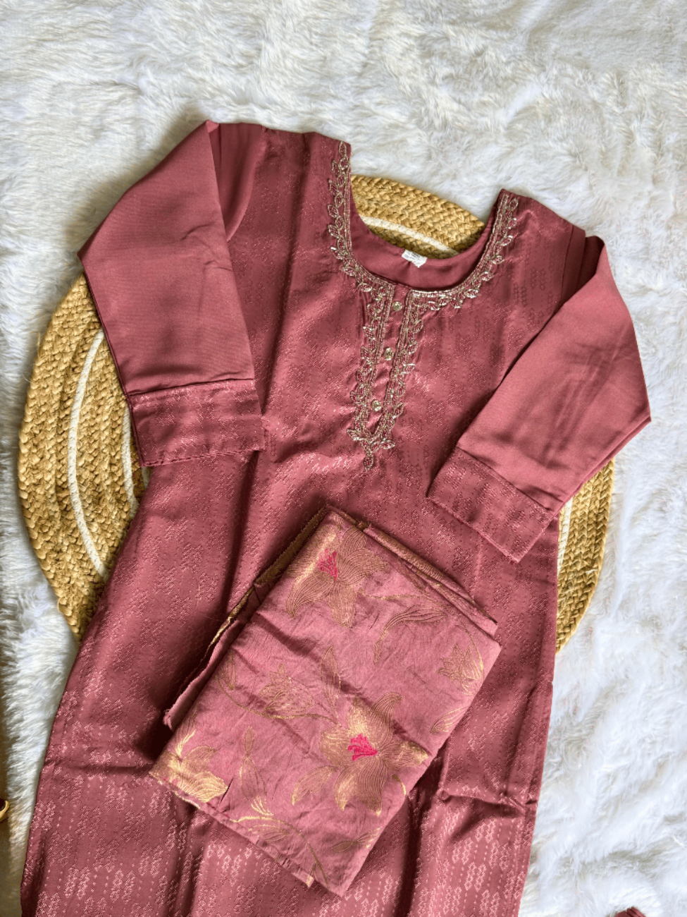 Rosewood Blush kurta set with dupatta