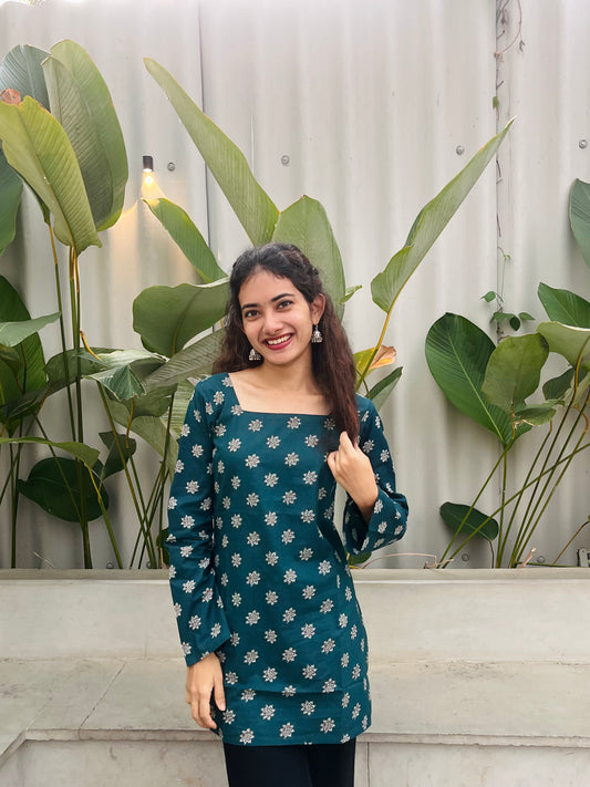 Corset Back Kurti - Green