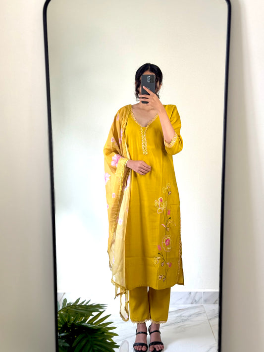 Sunshine Yellow Floral Kurta Set