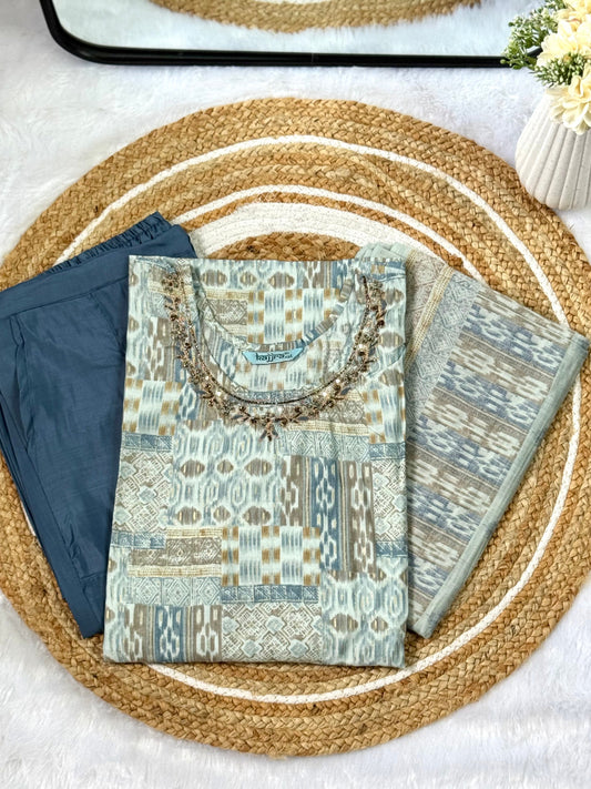 Ikat Serenity – Jaipur Printed Kurti Set