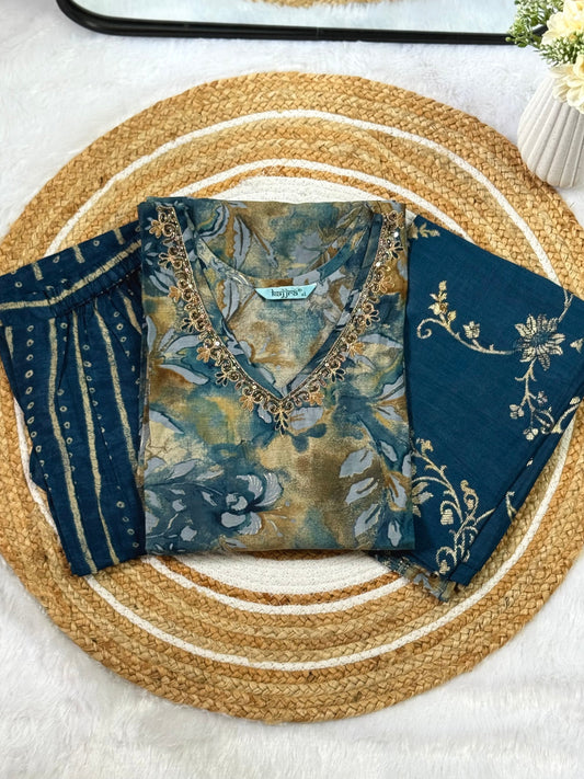 Ocean Bloom – Jaipur Printed Kurti Set