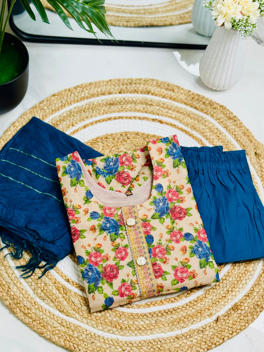 Tissue Kurta Set - Golden