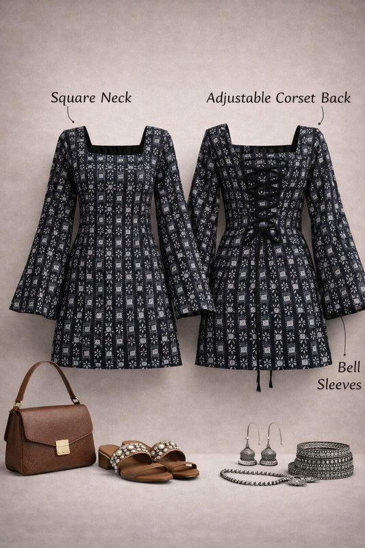 Corset Back Kurti - Dark Blue