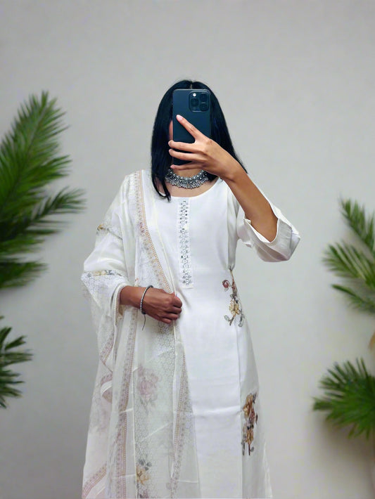 White kurti set