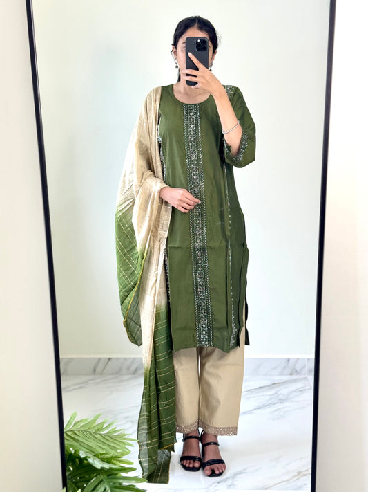 Olive Serenity Kurta Set