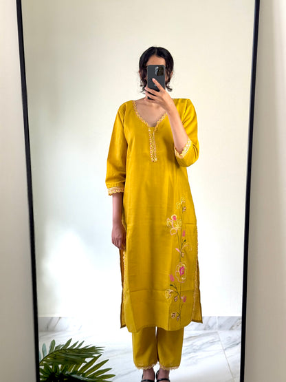 Sunshine Yellow Floral Kurta Set