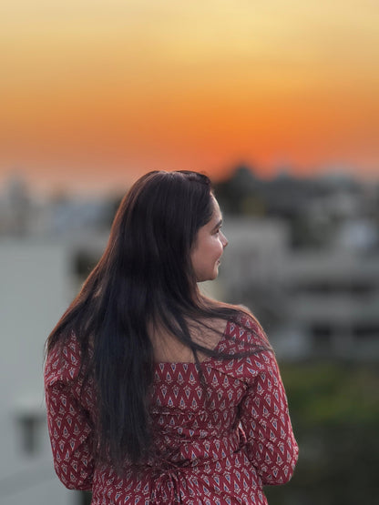 Corset back kurti - Red