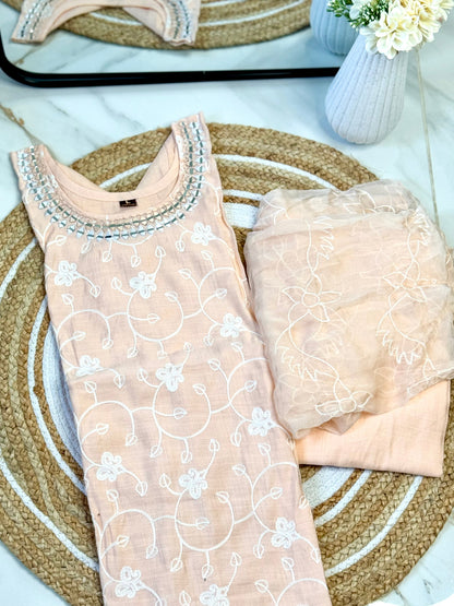 Peach Glow Mirror Kurti Set 🍑
