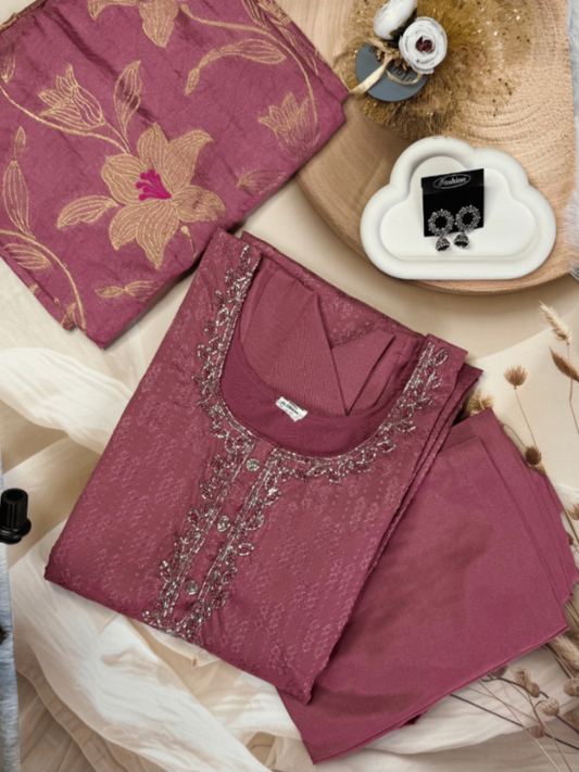 Rosewood Blush kurta set with dupatta