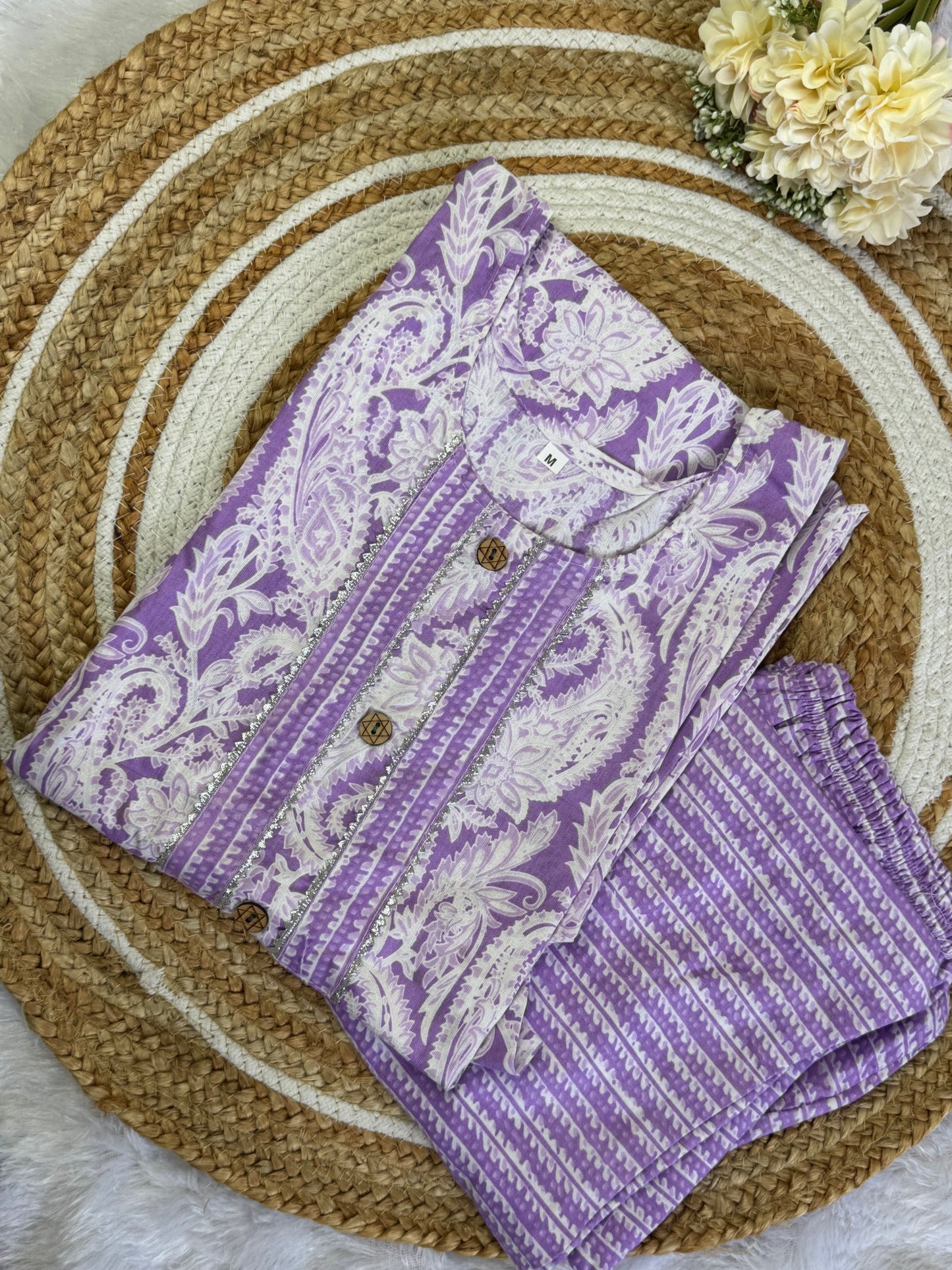 Lavender Jaipur Cotton Kurta & Palazzo Set